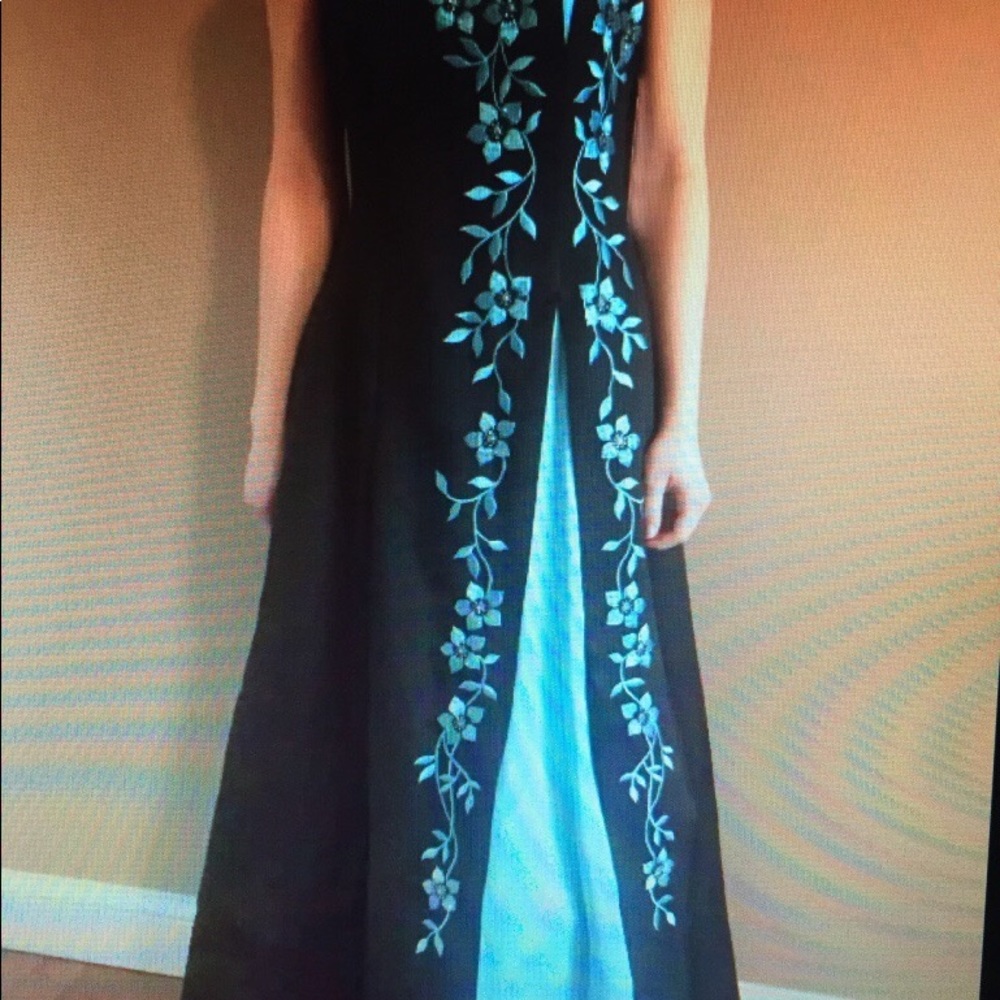 NWT Morgan & Co. Black/Turquoise Prom Dress